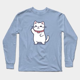 Adorable Cat Waving Long Sleeve T-Shirt